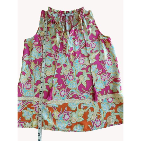 Rose Olive Top Small Sleeveless Floral Tassel - Picture 6 of 11